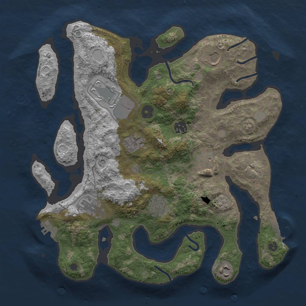 Rust Map: Procedural Map, Size: 3500, Seed: 1323499740, 17 Monuments