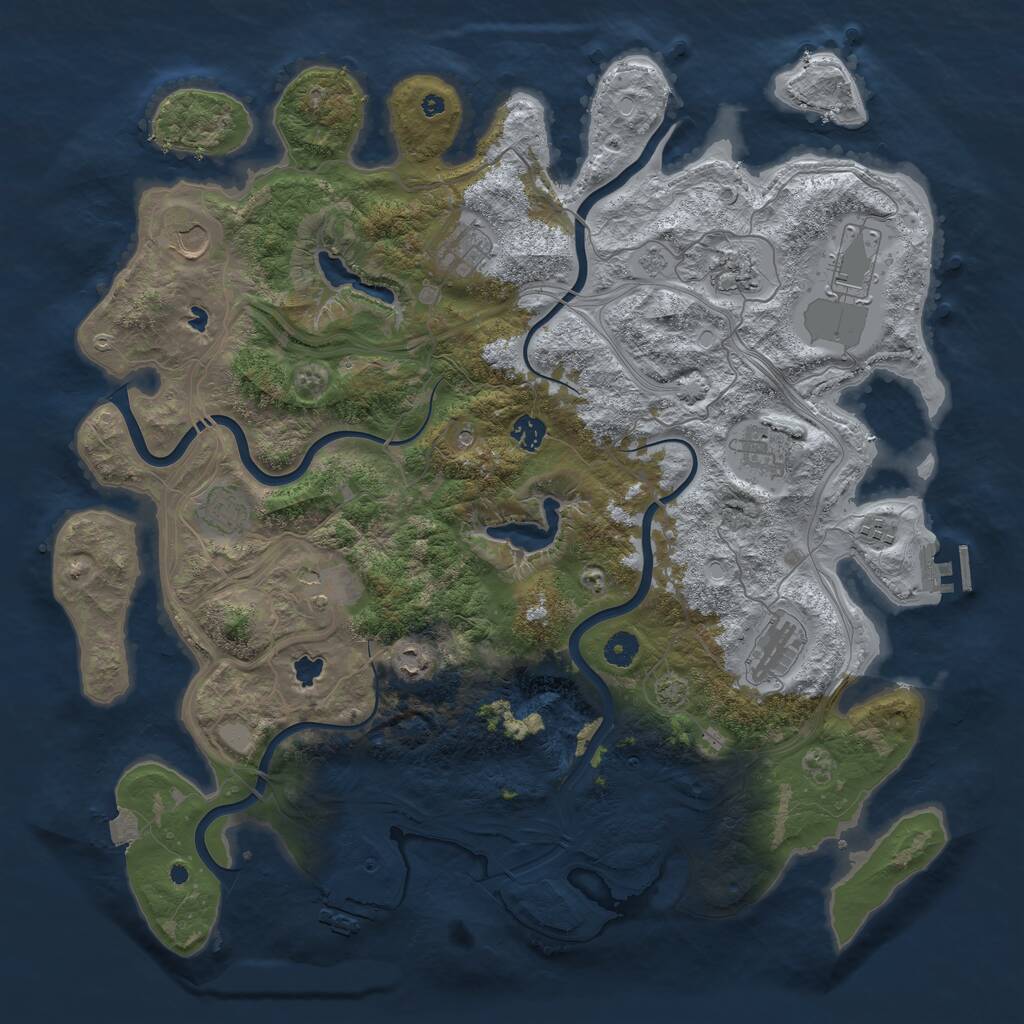 Rust Map: Procedural Map, Size: 4500, Seed: 1989005873, 17 Monuments