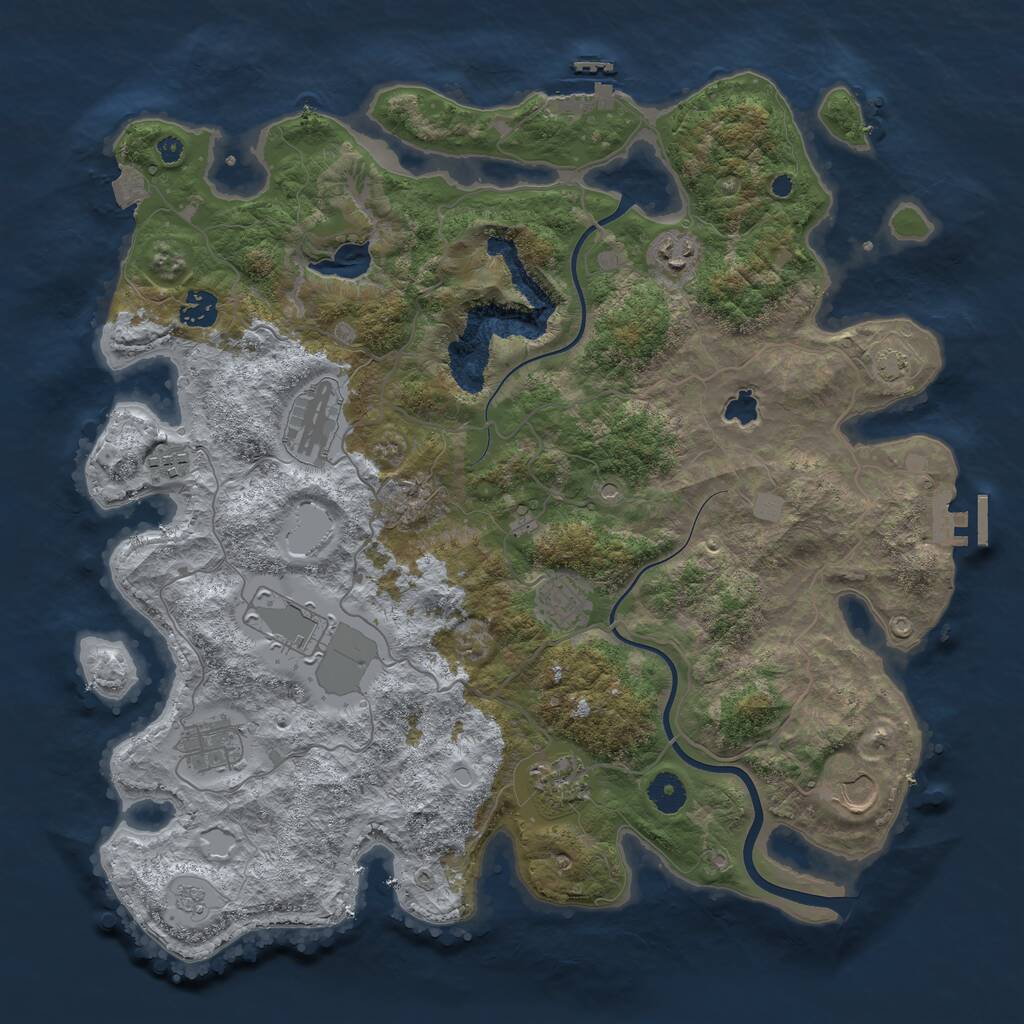 Rust Map: Procedural Map, Size: 4000, Seed: 789823, 15 Monuments