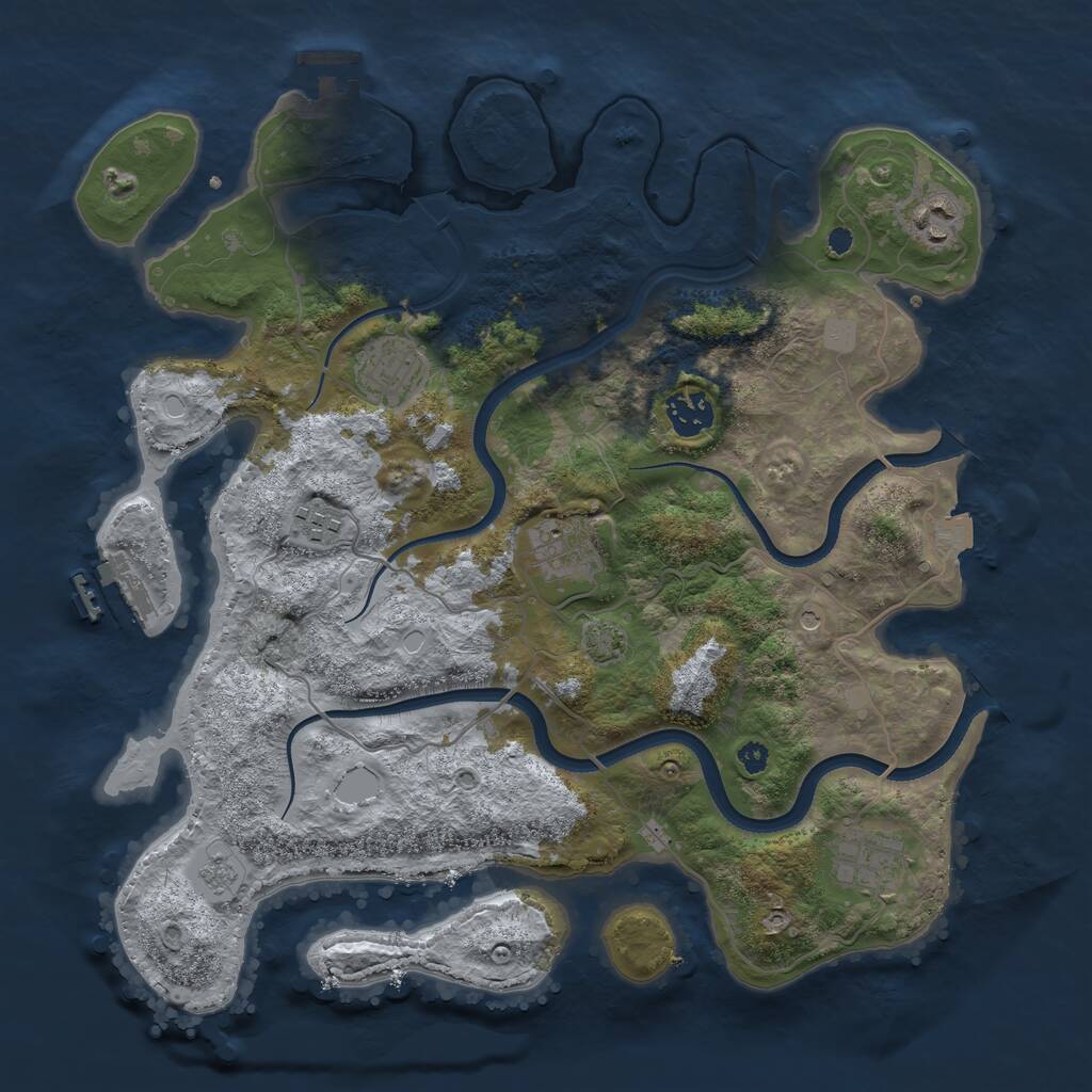 Rust Map: Procedural Map, Size: 3550, Seed: 529094, 12 Monuments