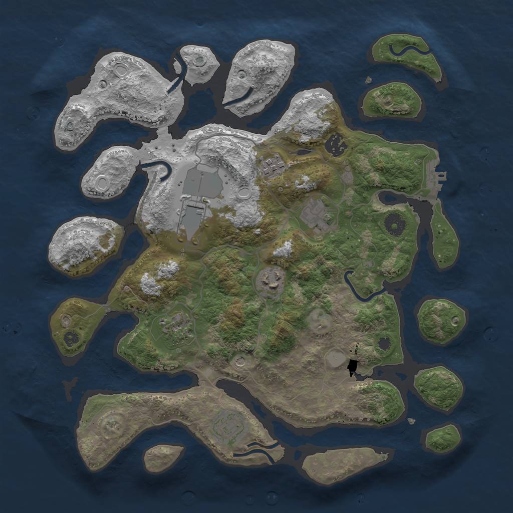 Rust Map: Procedural Map, Size: 3550, Seed: 242604, 14 Monuments