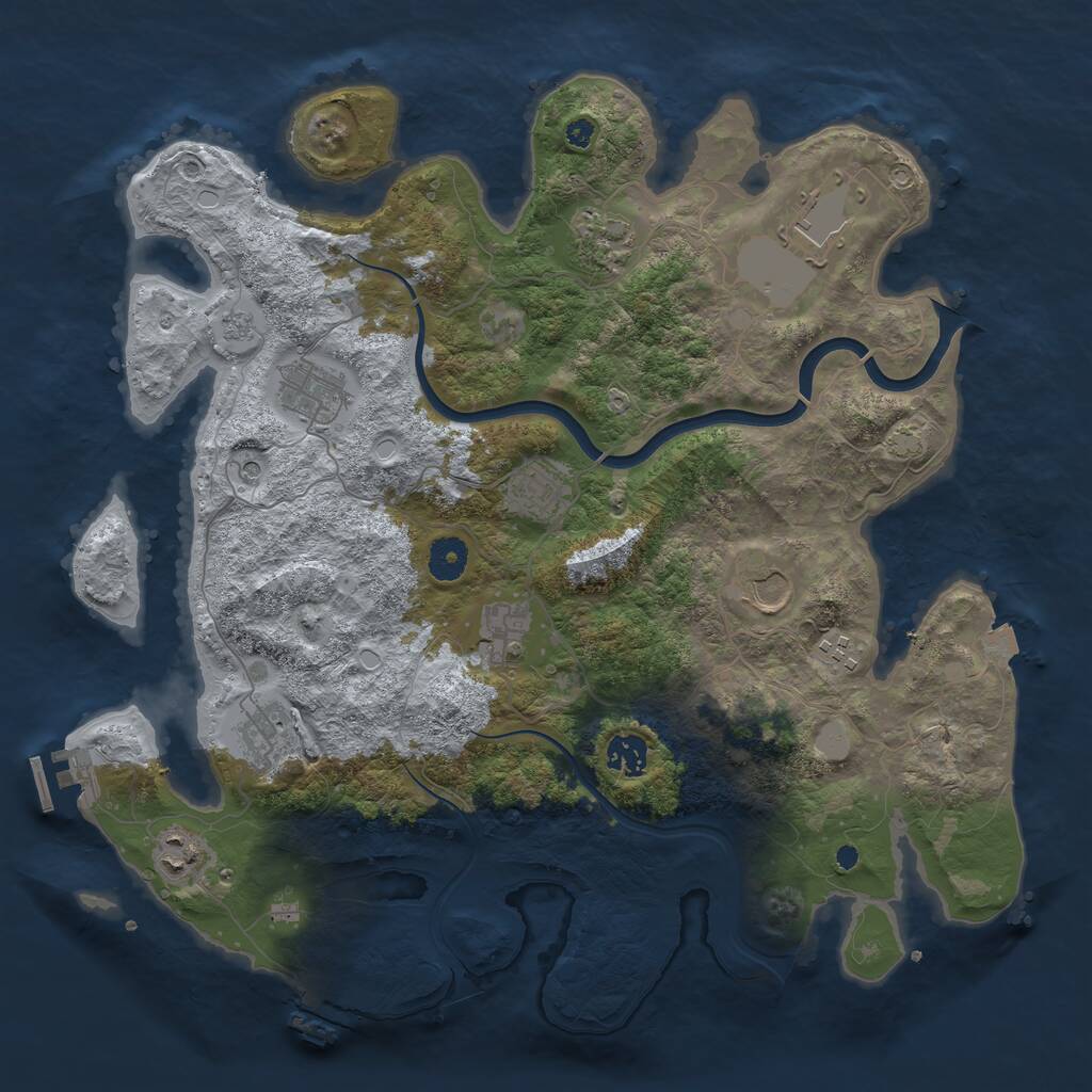 Rust Map: Procedural Map, Size: 3900, Seed: 36707520, 16 Monuments