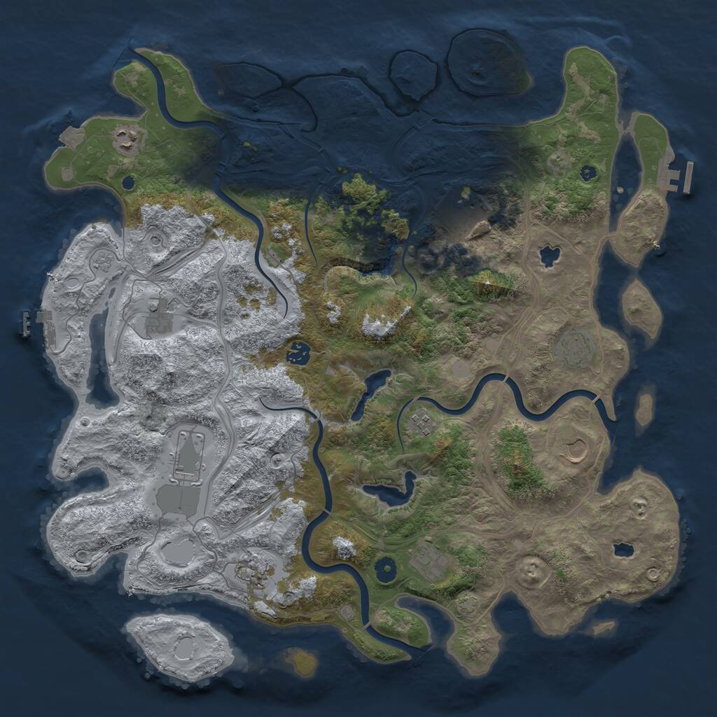 Rust Map: Procedural Map, Size: 4500, Seed: 370965, 16 Monuments