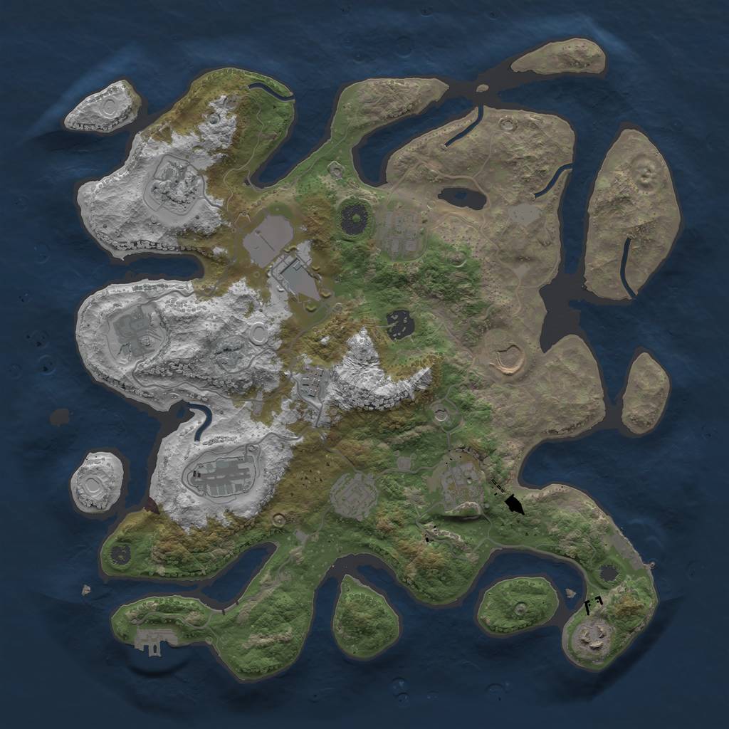 Rust Map: Procedural Map, Size: 3700, Seed: 1281091156, 19 Monuments