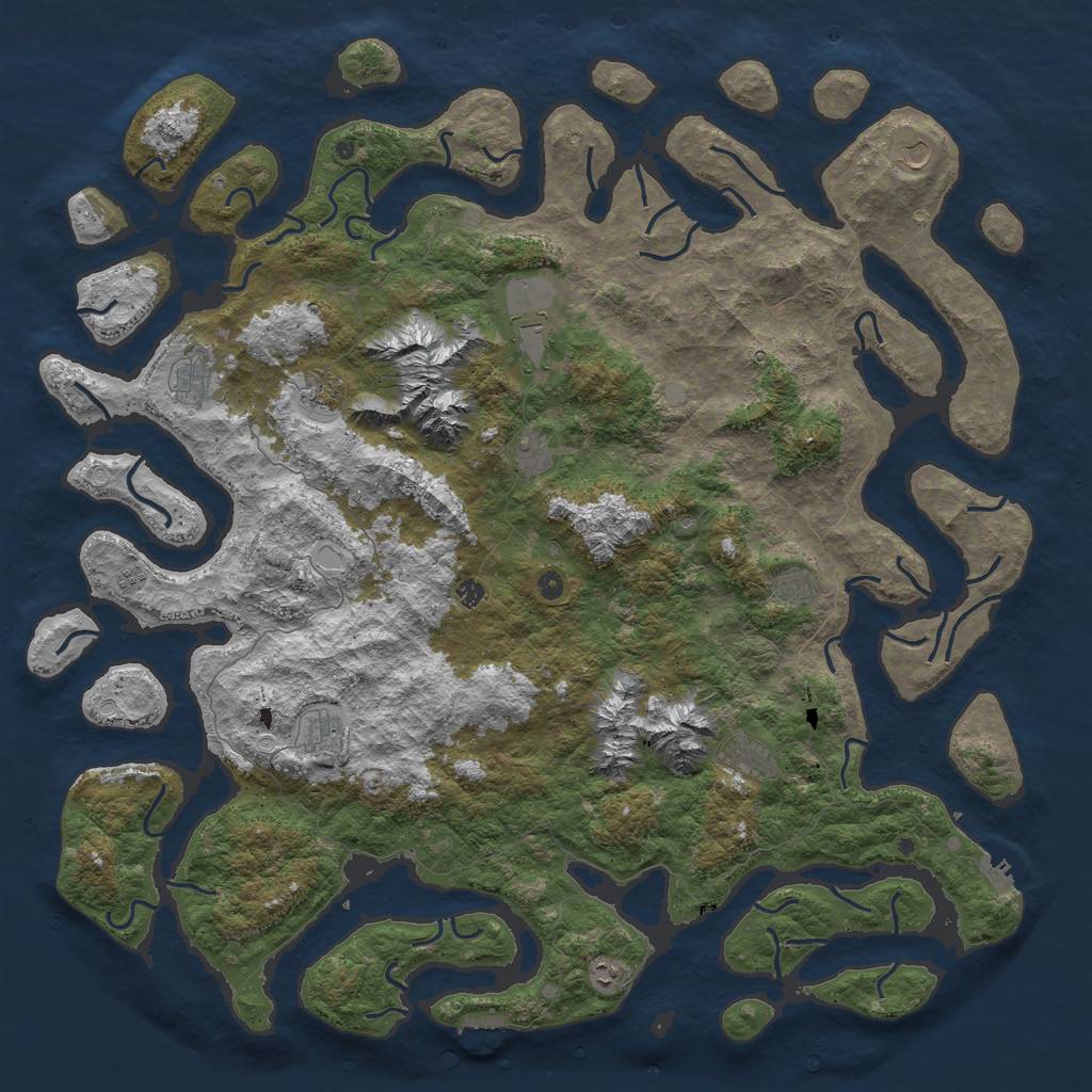 Rust Map: Procedural Map, Size: 6000, Seed: 53967879, 19 Monuments