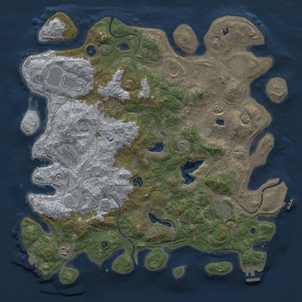 Rust Map: Procedural Map, Size: 4500, Seed: 591296, 15 Monuments