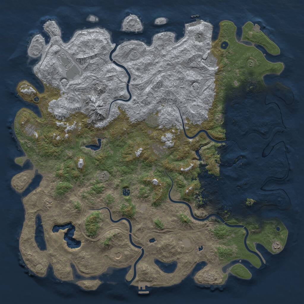 Rust Map: Procedural Map, Size: 6000, Seed: 56289760, 17 Monuments
