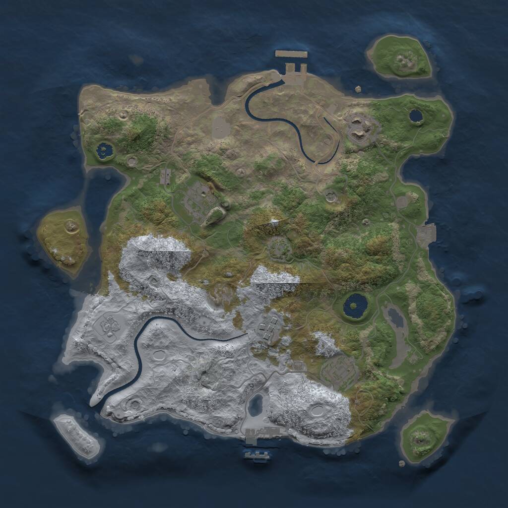 Rust Map: Procedural Map, Size: 3200, Seed: 45678934, 10 Monuments