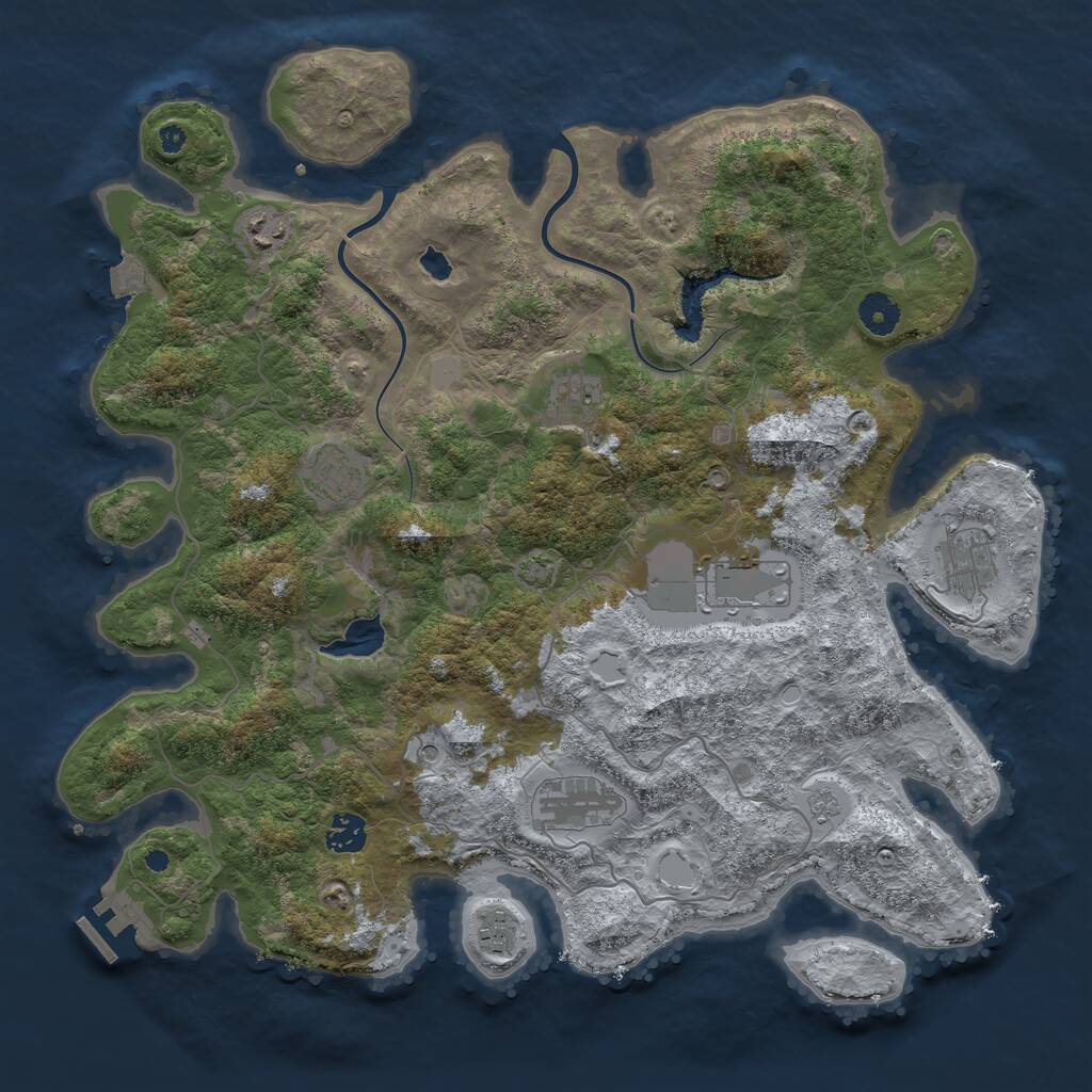 Rust Map: Procedural Map, Size: 4000, Seed: 91909, 13 Monuments