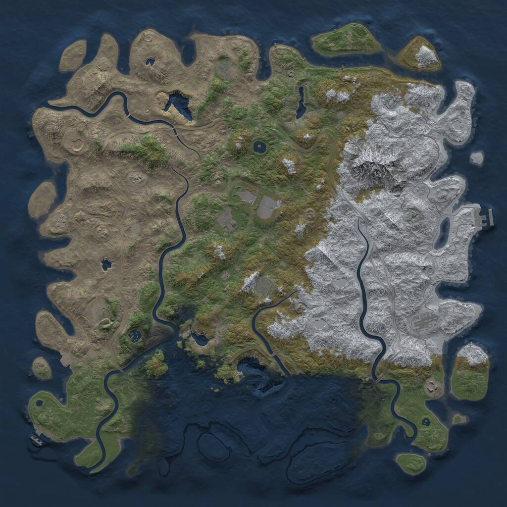 Rust Map: Procedural Map, Size: 6000, Seed: 115401241, 17 Monuments