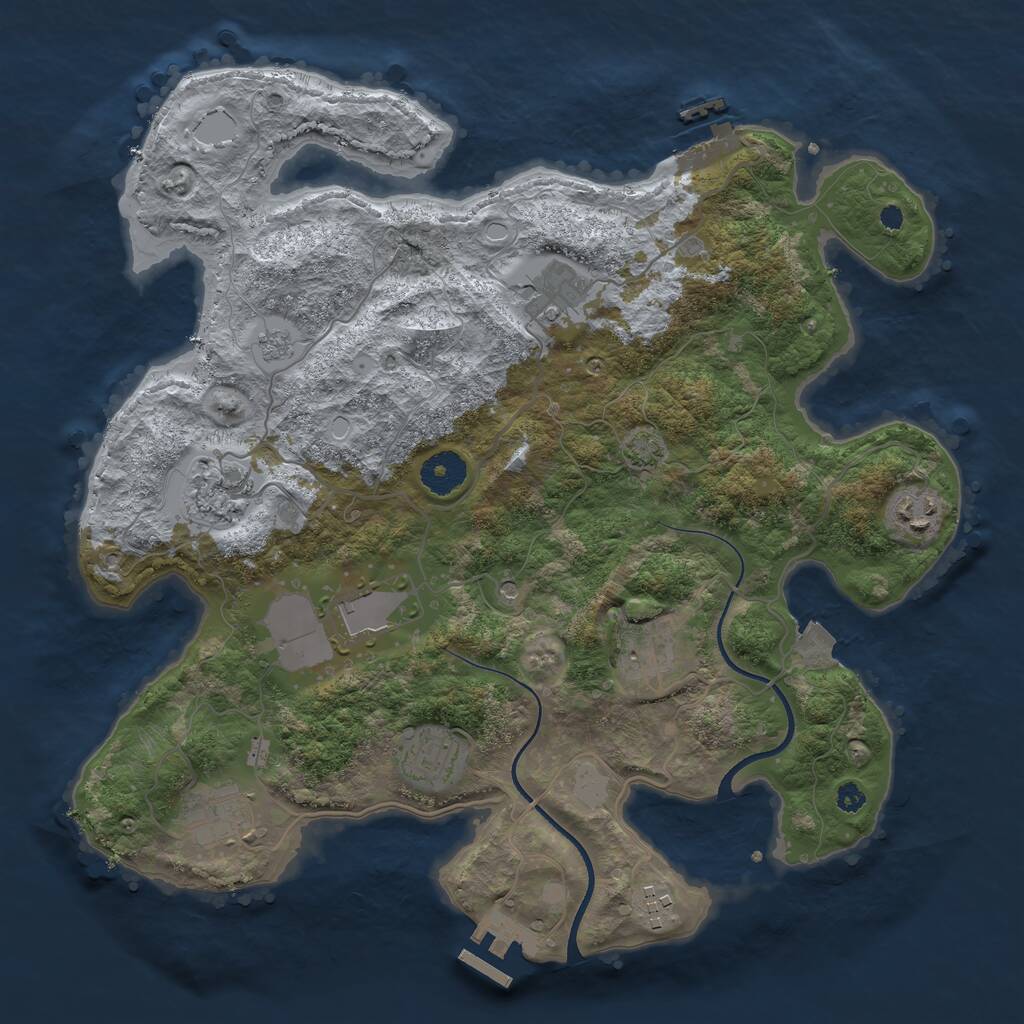 Rust Map: Procedural Map, Size: 3550, Seed: 242941, 14 Monuments