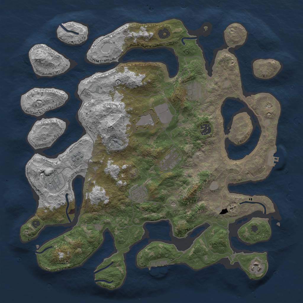 Rust Map: Procedural Map, Size: 4000, Seed: 711045, 16 Monuments