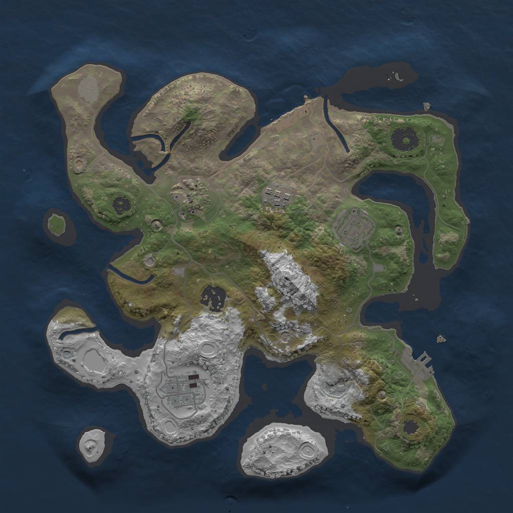 Rust Map: Procedural Map, Size: 3000, Seed: 593323770, 13 Monuments