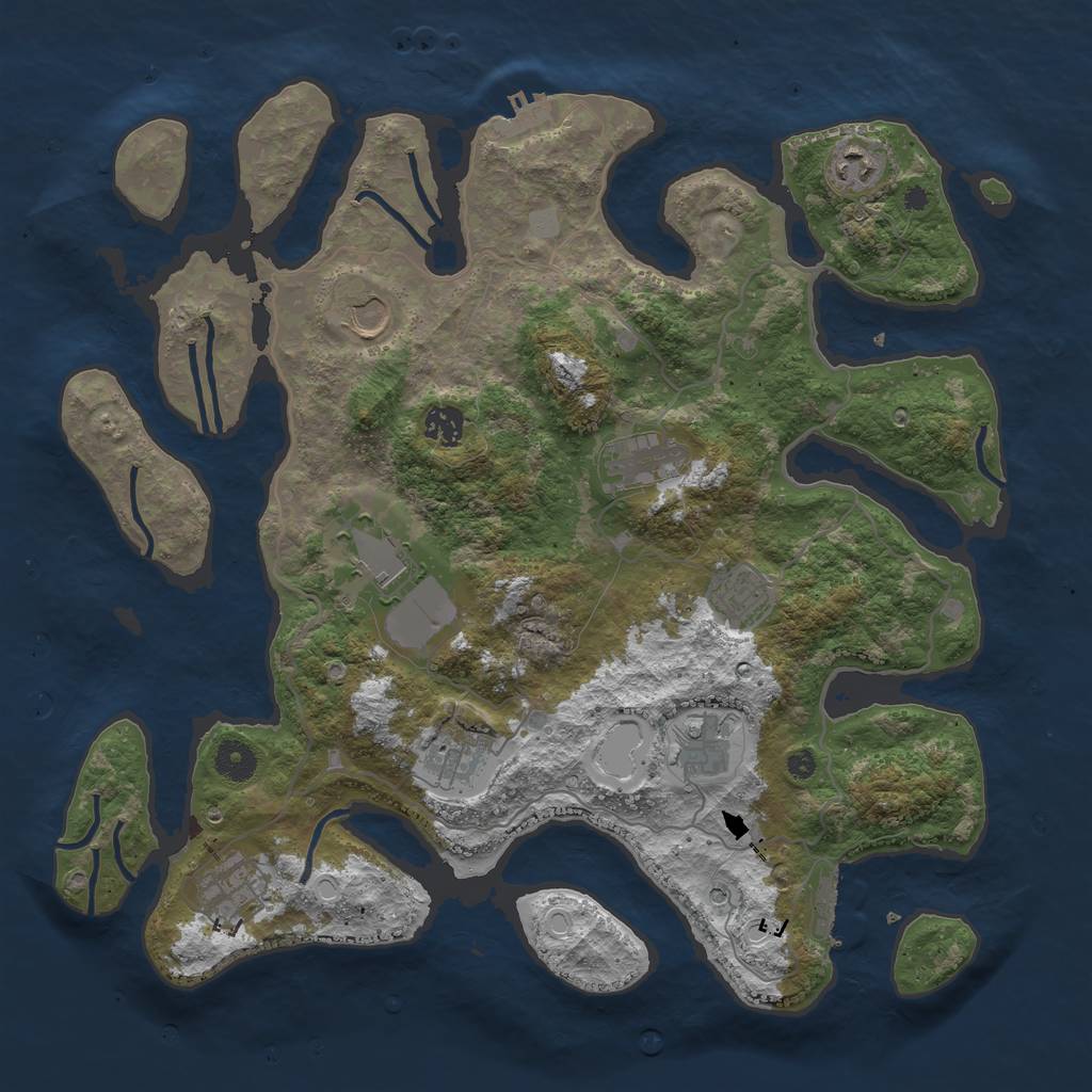 Rust Map: Procedural Map, Size: 4000, Seed: 57864245, 17 Monuments
