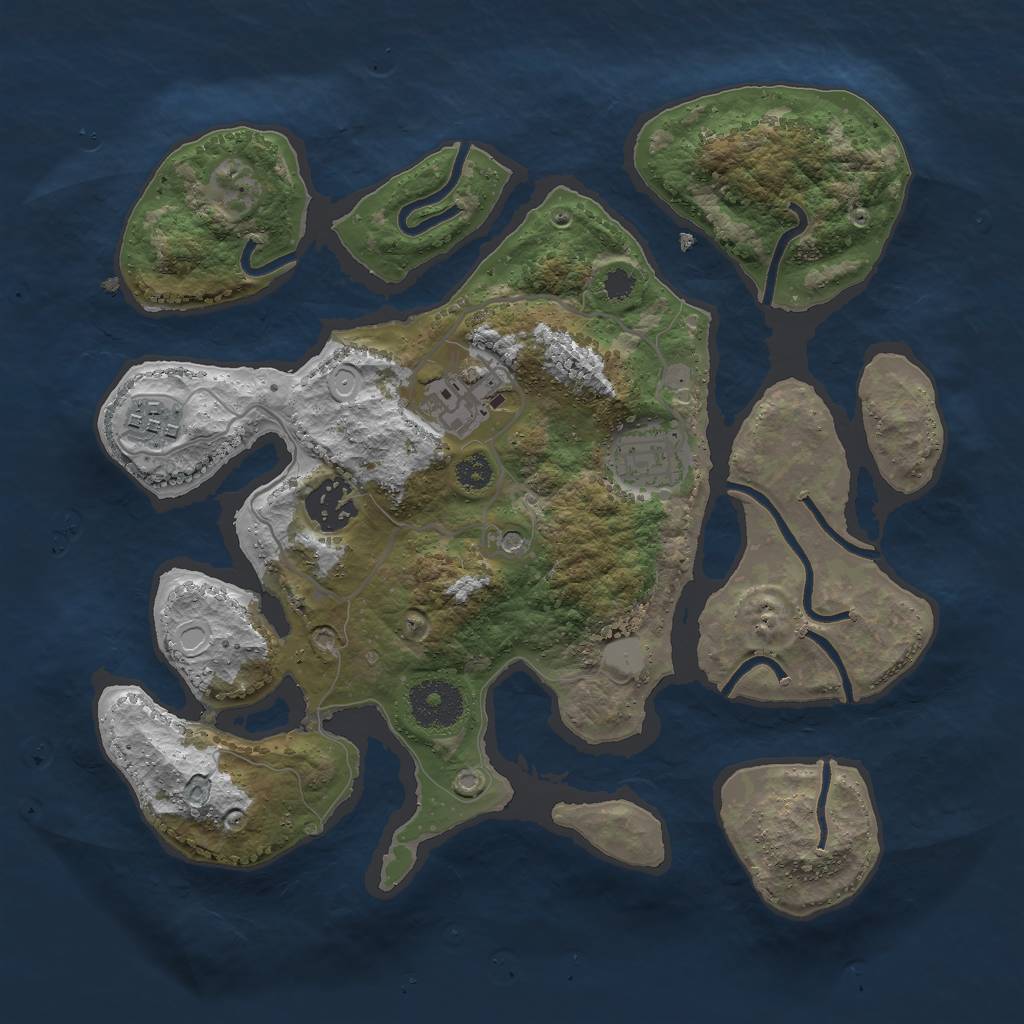 Rust Map: Procedural Map, Size: 3000, Seed: 8492, 10 Monuments