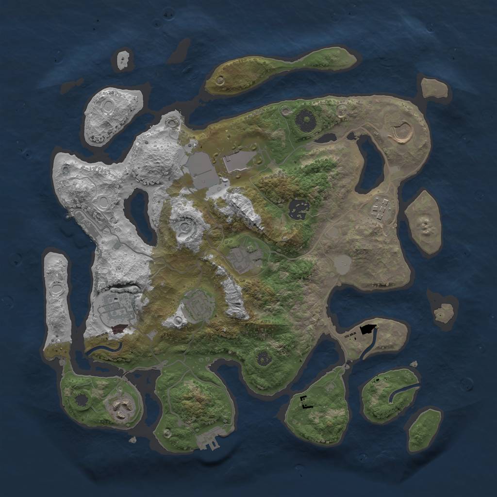 Rust Map: Procedural Map, Size: 3500, Seed: 4407188, 16 Monuments