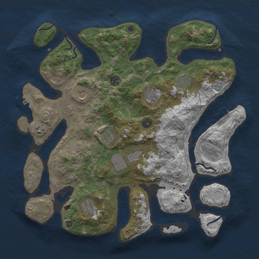 Rust Map: Procedural Map, Size: 4000, Seed: 187358, 18 Monuments