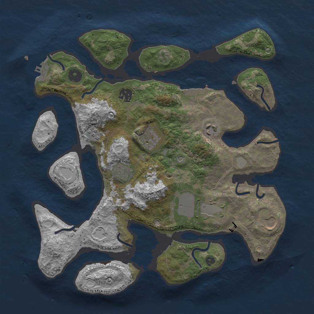 Rust Map: Procedural Map, Size: 3500, Seed: 543716, 15 Monuments