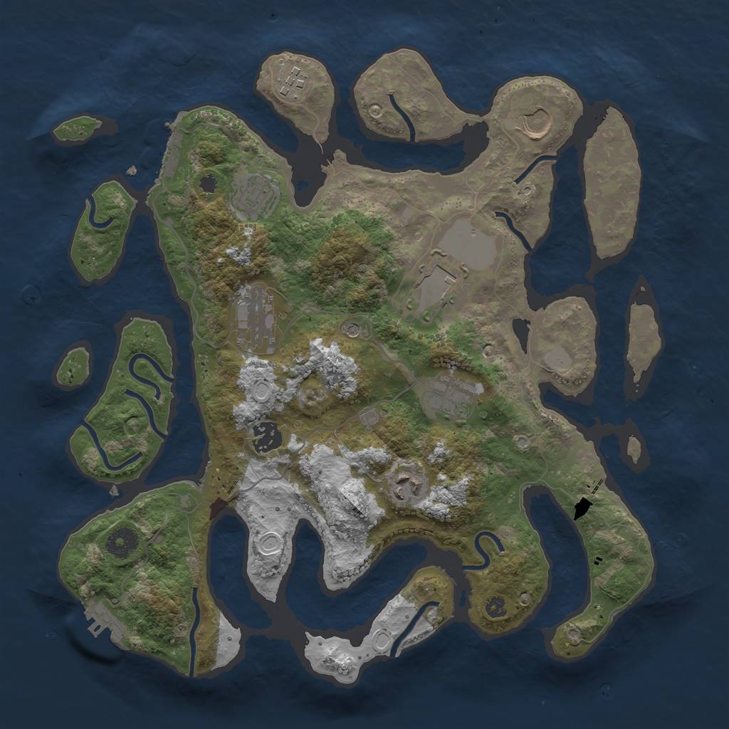 Rust Map: Procedural Map, Size: 3550, Seed: 644591, 16 Monuments