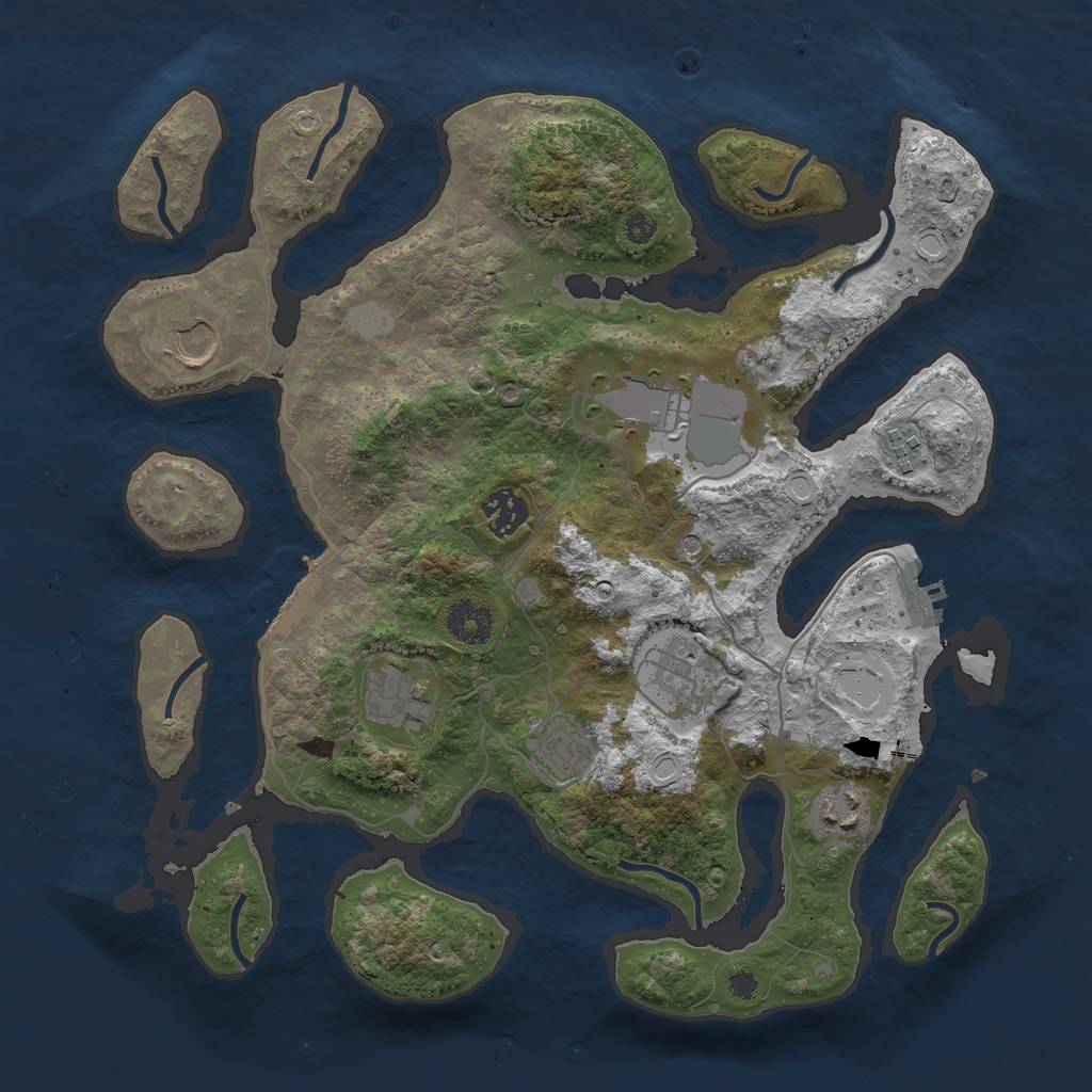 Rust Map: Procedural Map, Size: 3550, Seed: 703282, 16 Monuments