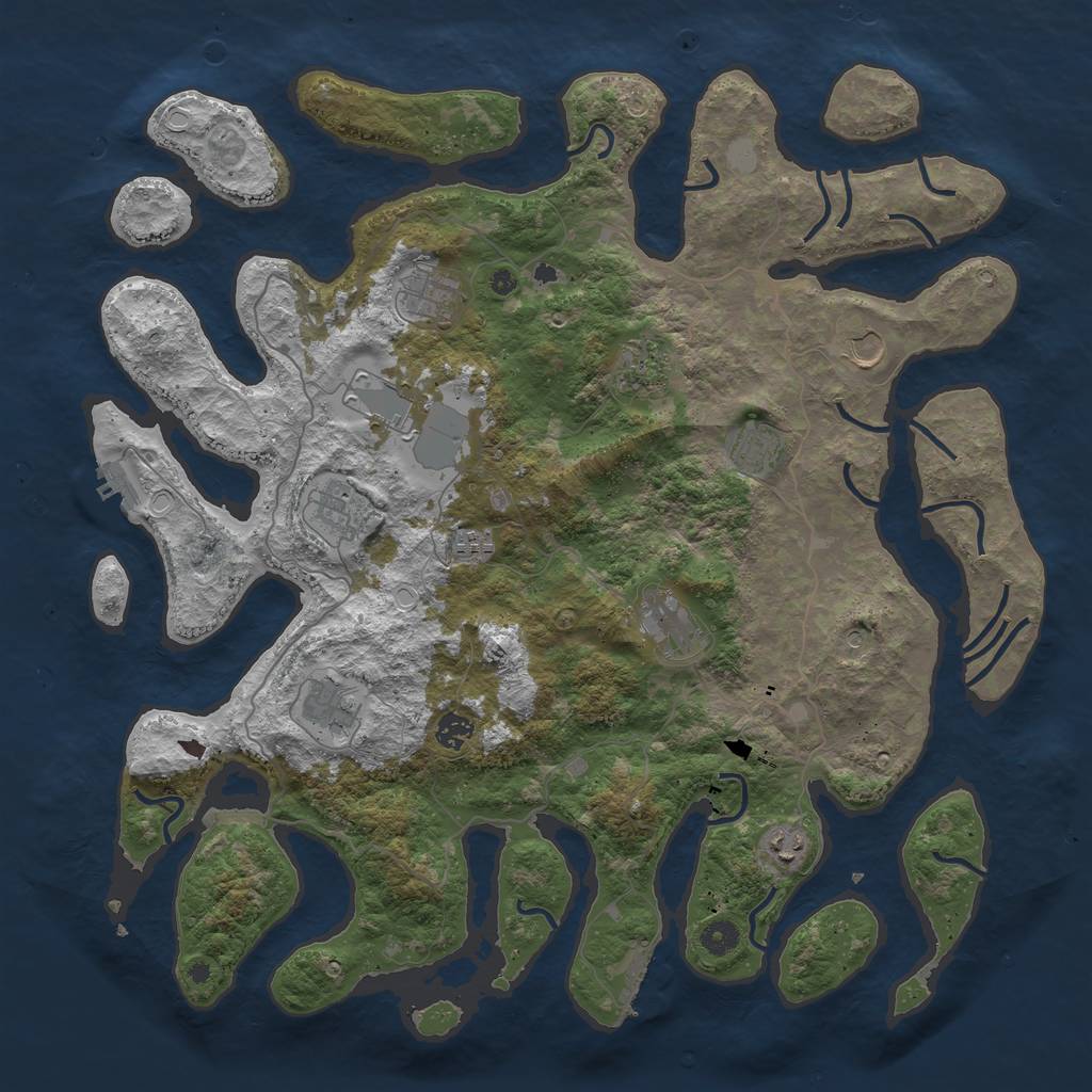 Rust Map: Procedural Map, Size: 4500, Seed: 4877234, 19 Monuments