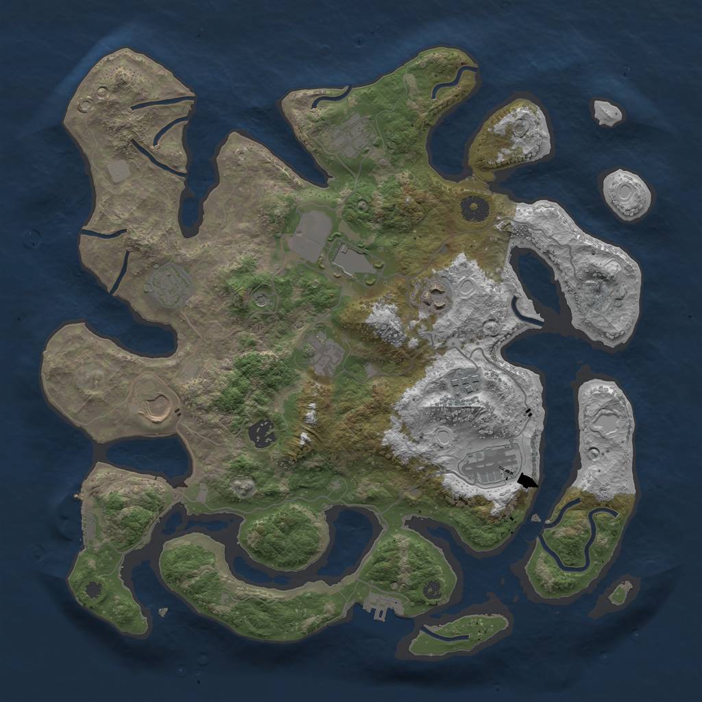 Rust Map: Procedural Map, Size: 3800, Seed: 1941224462, 17 Monuments