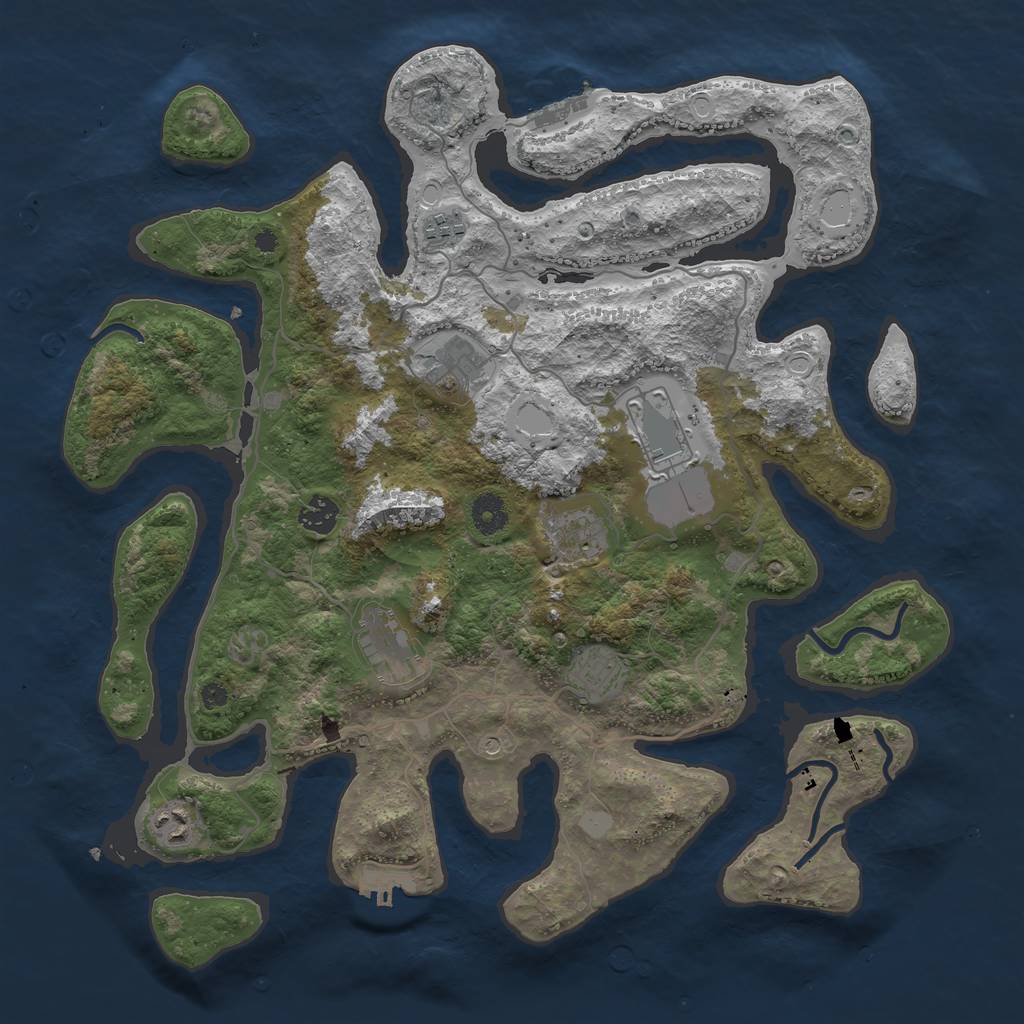 Rust Map: Procedural Map, Size: 4000, Seed: 824843, 16 Monuments