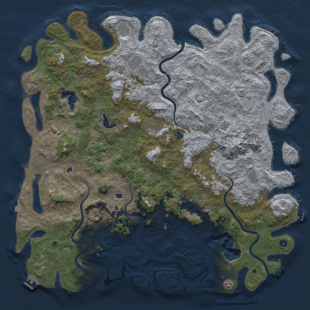 Rust Map: Procedural Map, Size: 6000, Seed: 7173284, 17 Monuments