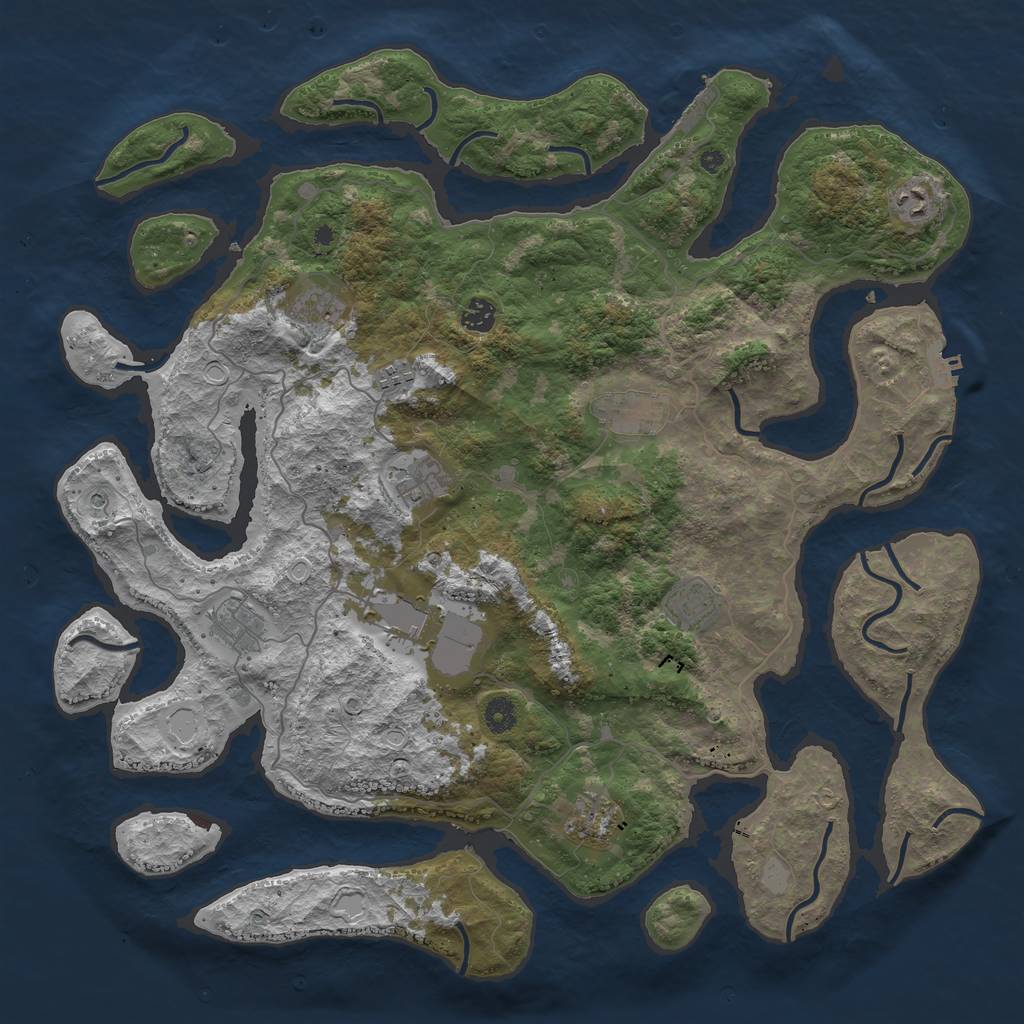 Rust Map: Procedural Map, Size: 4500, Seed: 1030959, 18 Monuments