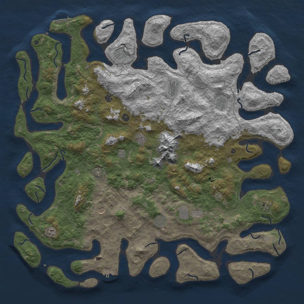 Rust Map: Procedural Map, Size: 6000, Seed: 69, 19 Monuments