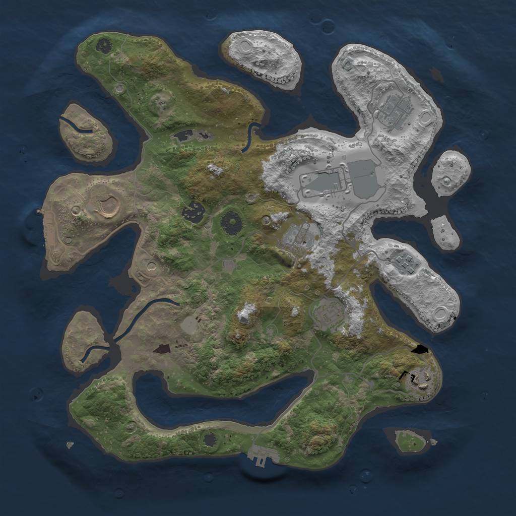 Rust Map: Procedural Map, Size: 3550, Seed: 191350, 16 Monuments