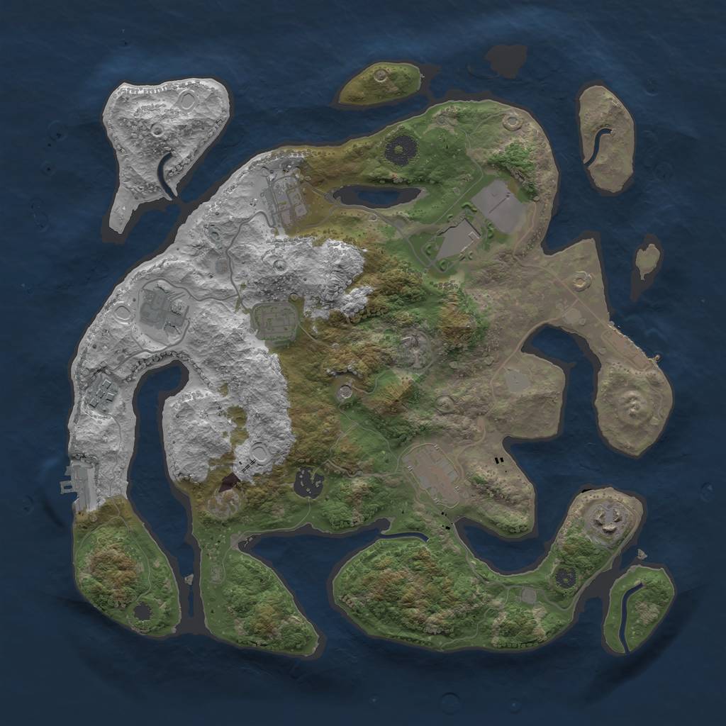 Rust Map: Procedural Map, Size: 3550, Seed: 770682, 16 Monuments