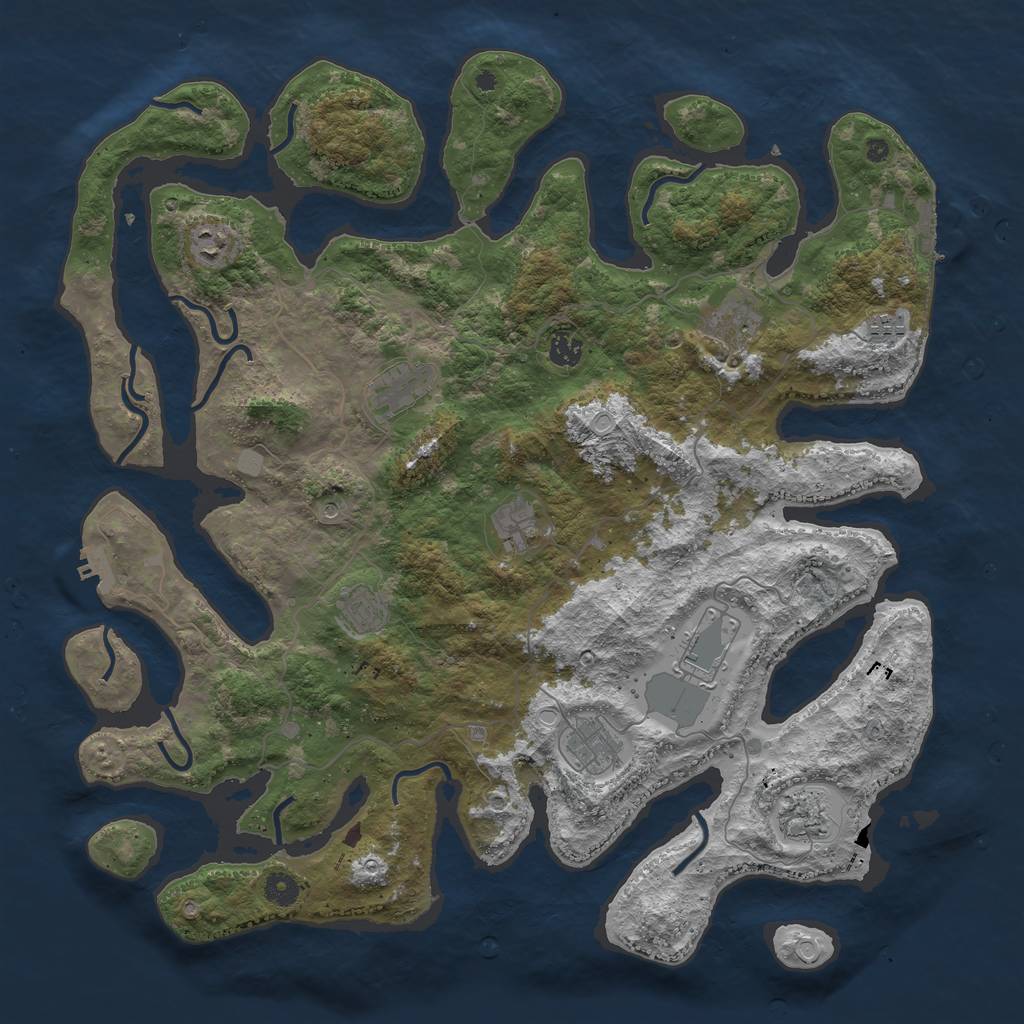 Rust Map: Procedural Map, Size: 4500, Seed: 3765275, 18 Monuments
