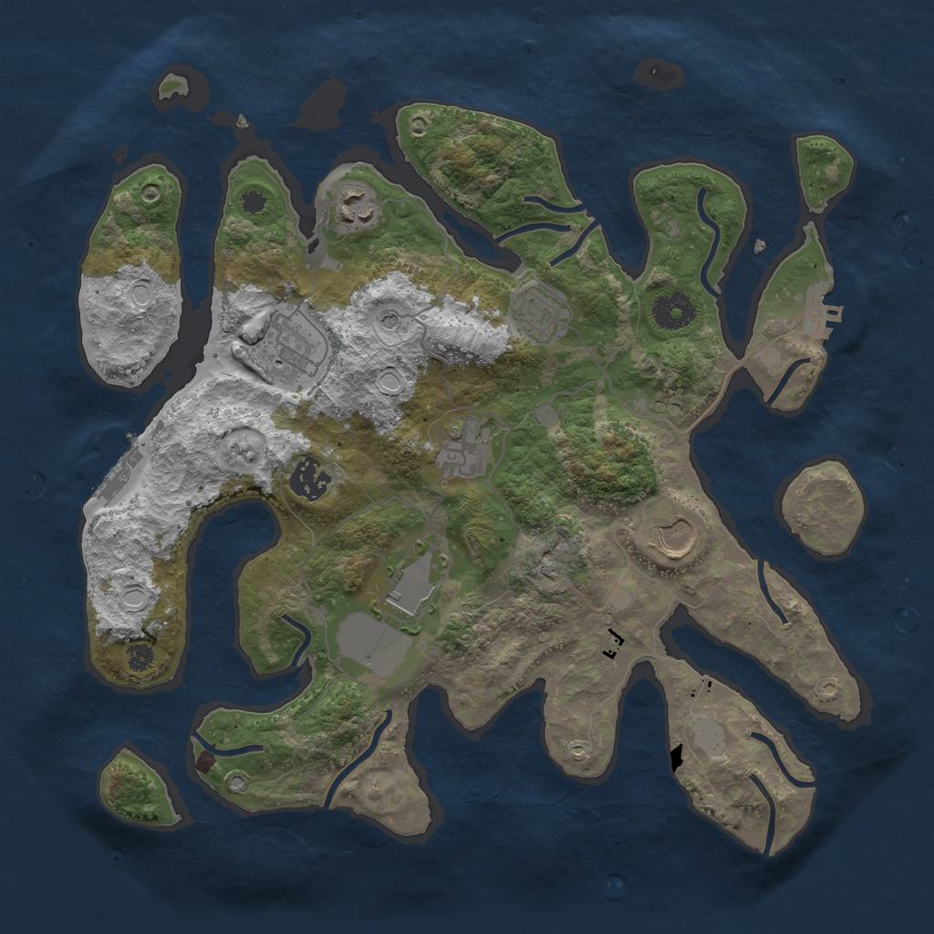 Rust Map: Procedural Map, Size: 3500, Seed: 4892762, 15 Monuments
