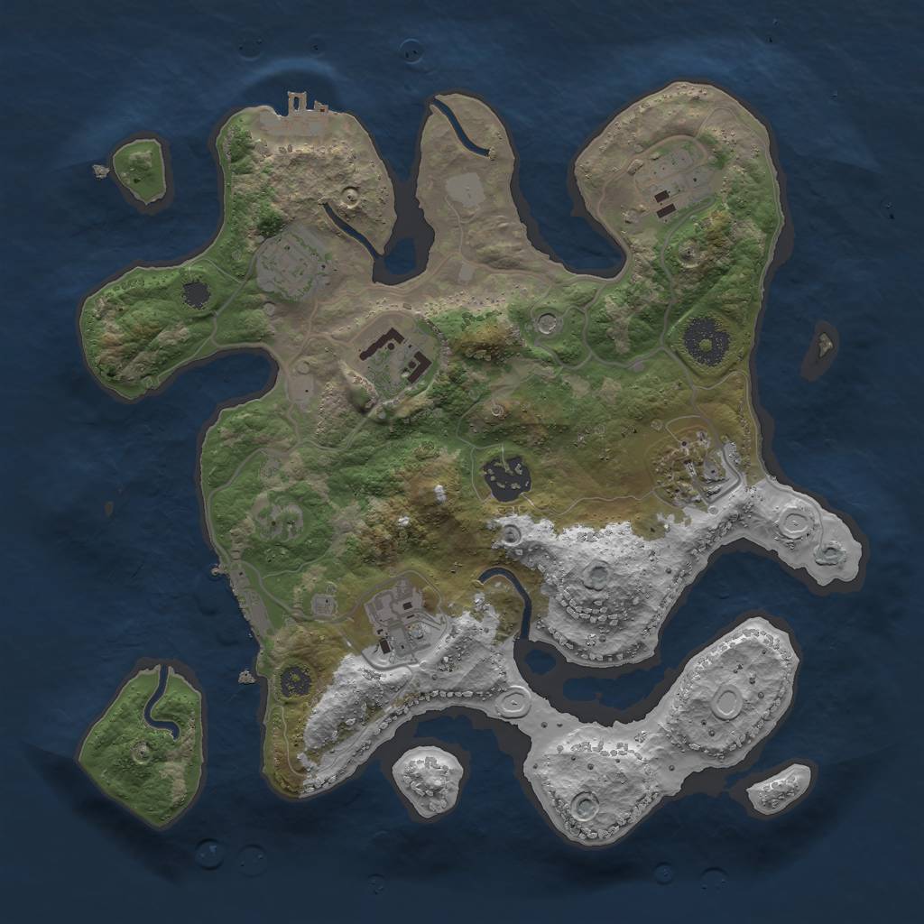 Rust Map: Procedural Map, Size: 3000, Seed: 12496, 14 Monuments