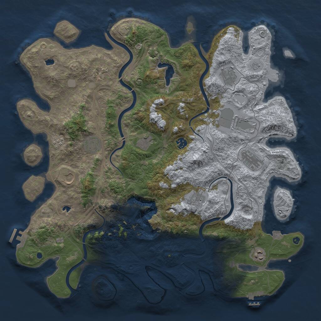 Rust Map: Procedural Map, Size: 4500, Seed: 1025310, 17 Monuments