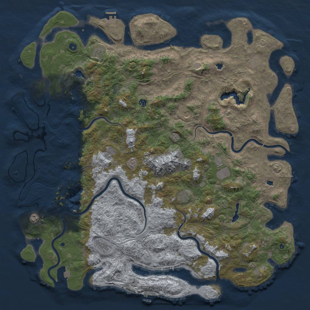 Rust Map: Procedural Map, Size: 6000, Seed: 1895623, 17 Monuments