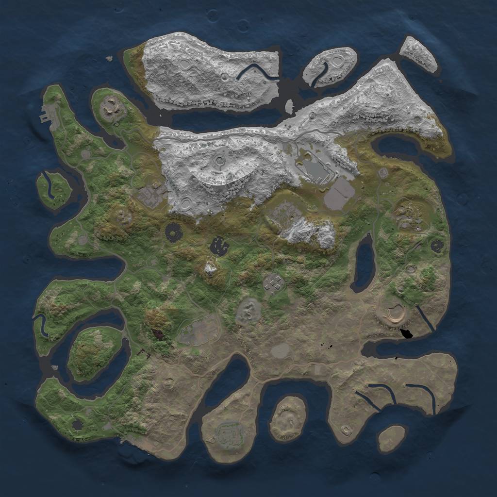 Rust Map: Procedural Map, Size: 4000, Seed: 713053, 18 Monuments