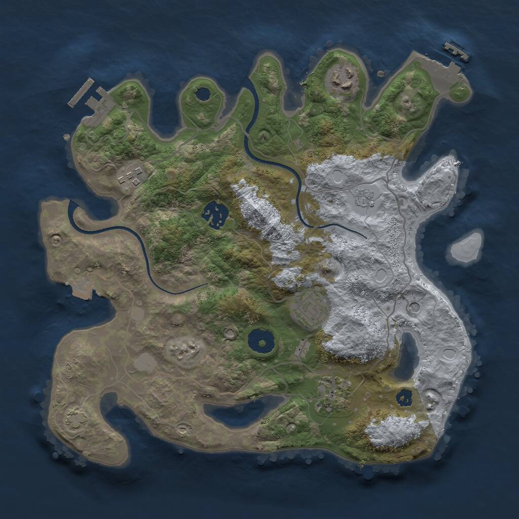 Rust Map: Procedural Map, Size: 3000, Seed: 989121, 11 Monuments