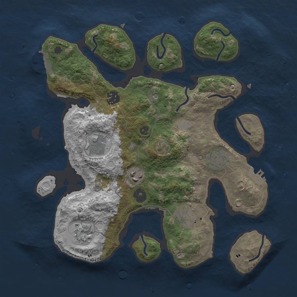 Rust Map: Procedural Map, Size: 3300, Seed: 100, 14 Monuments