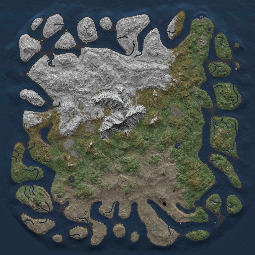 Rust Map: Procedural Map, Size: 6000, Seed: 5555555, 19 Monuments