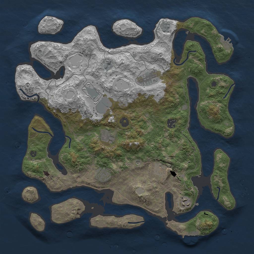 Rust Map: Procedural Map, Size: 4000, Seed: 404437, 16 Monuments