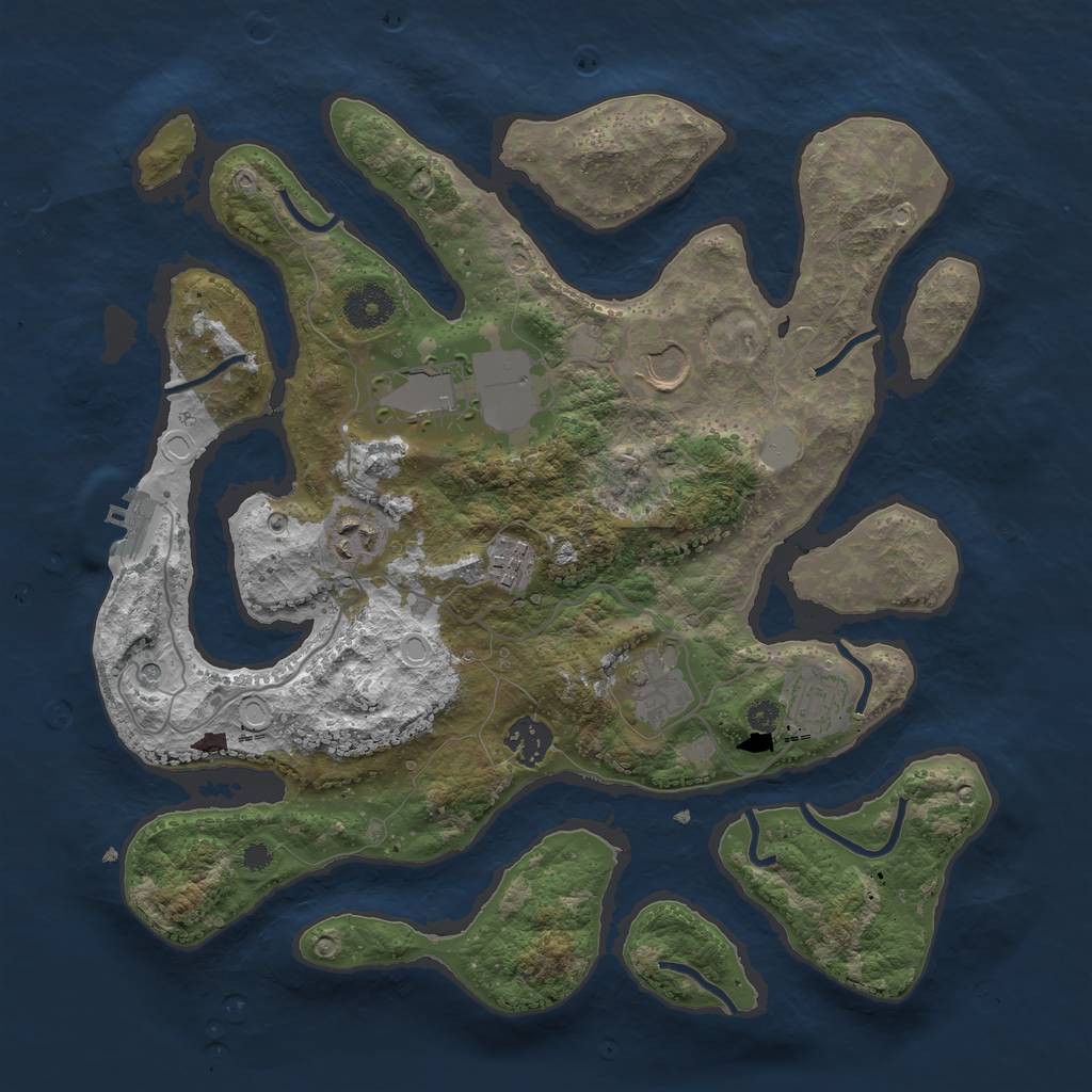 Rust Map: Procedural Map, Size: 3500, Seed: 4452350, 14 Monuments