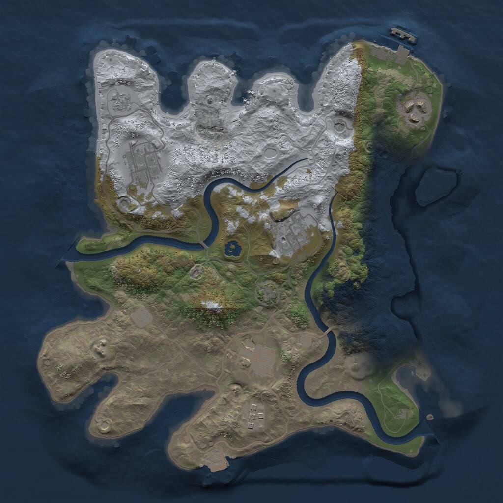 Rust Map: Procedural Map, Size: 3000, Seed: 766481399, 10 Monuments