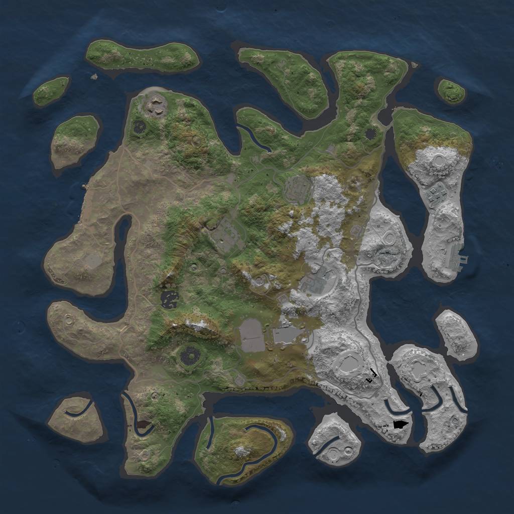 Rust Map: Procedural Map, Size: 4000, Seed: 683745, 15 Monuments