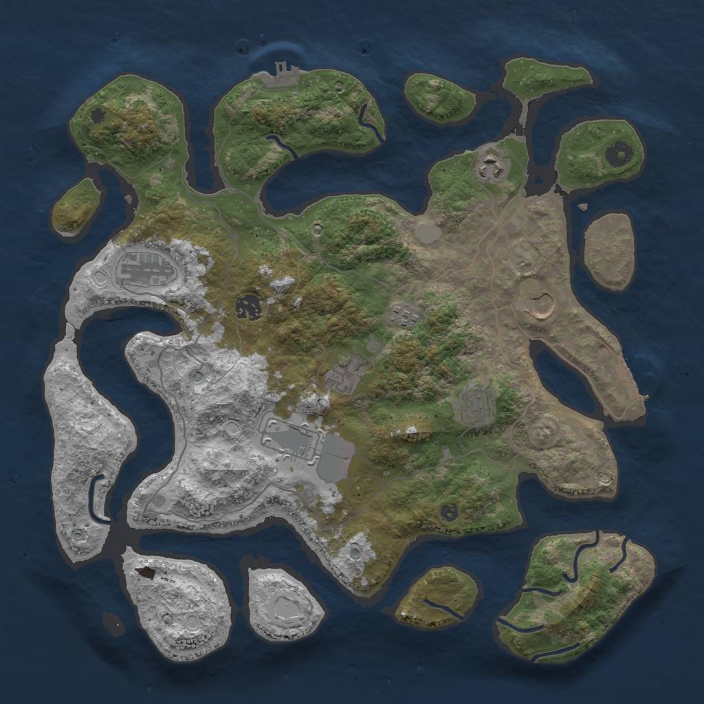 Rust Map: Procedural Map, Size: 4000, Seed: 966416, 16 Monuments