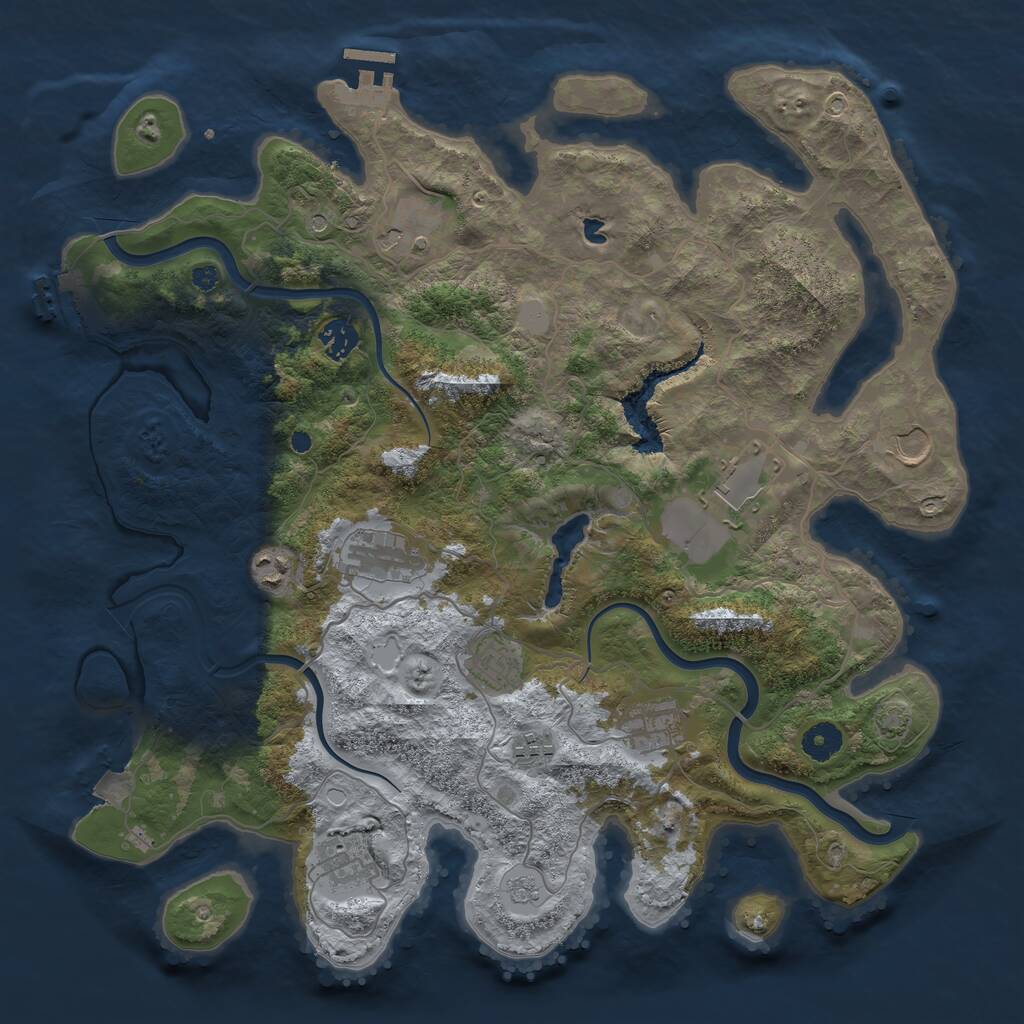 Rust Map: Procedural Map, Size: 4000, Seed: 2500000, 16 Monuments