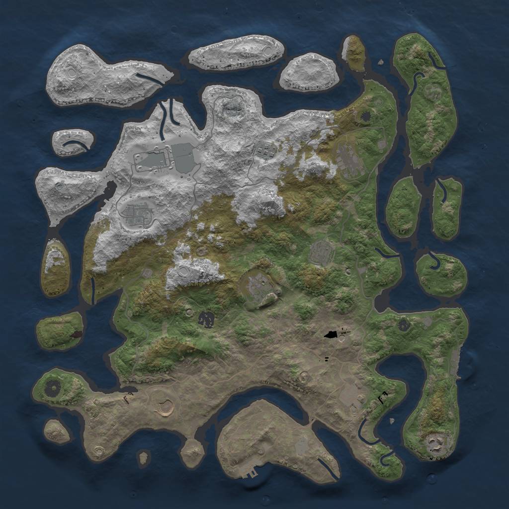 Rust Map: Procedural Map, Size: 4500, Seed: 3496833, 18 Monuments