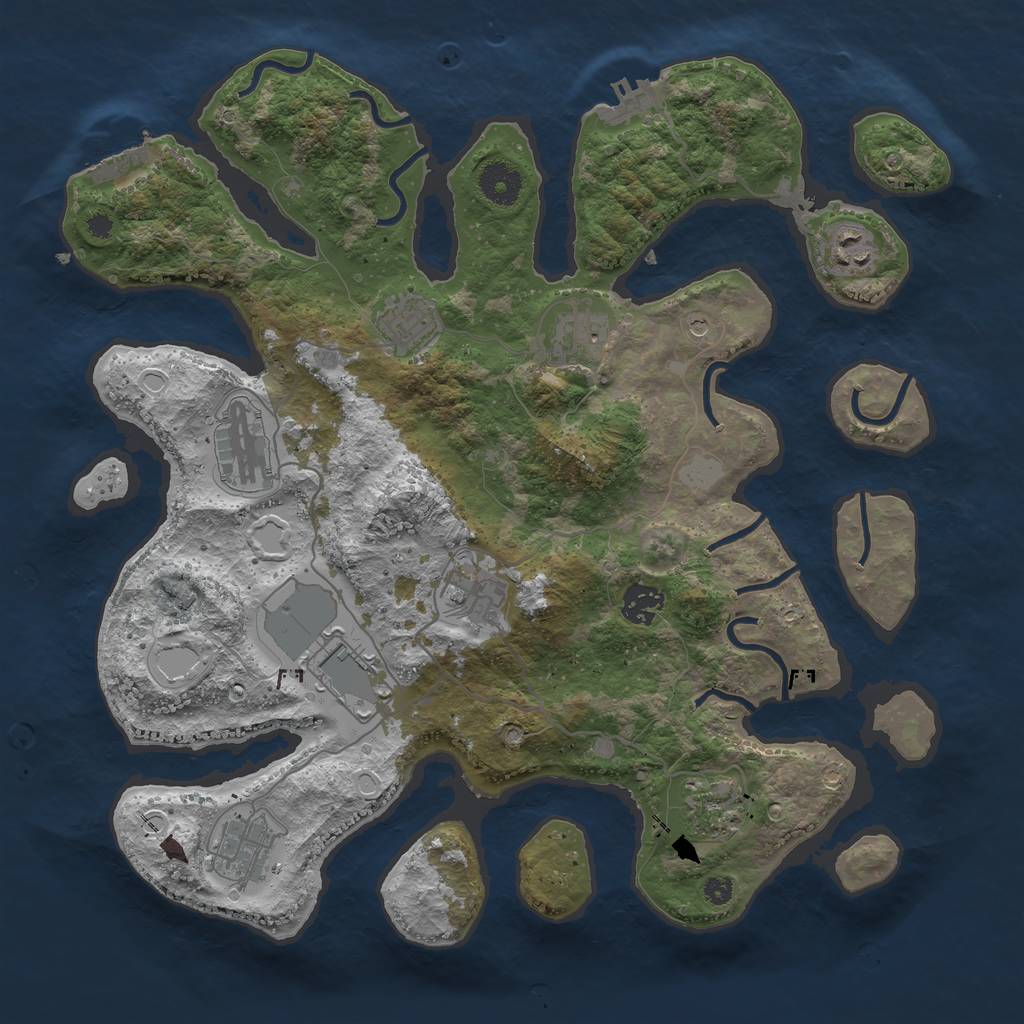 Rust Map: Procedural Map, Size: 3700, Seed: 475041747, 17 Monuments