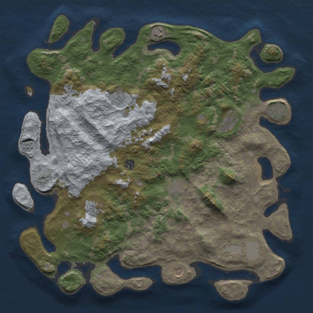 Rust Map: Barren, Size: 4500, Seed: 1234567, 13 Monuments